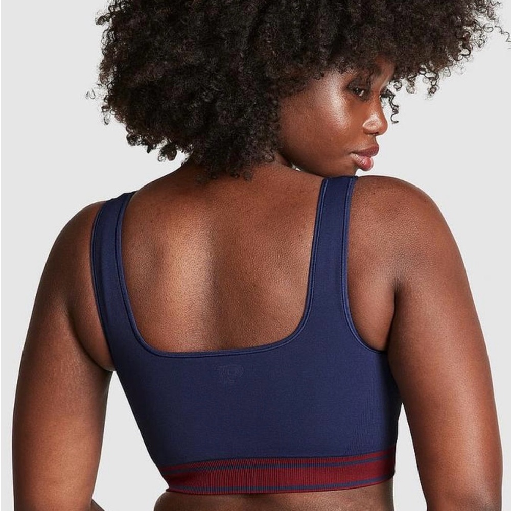 NWT PINK Victoria’s Secret Flip It Reversible Seamless Sports Bra Blue sz M - Picture 10 of 11